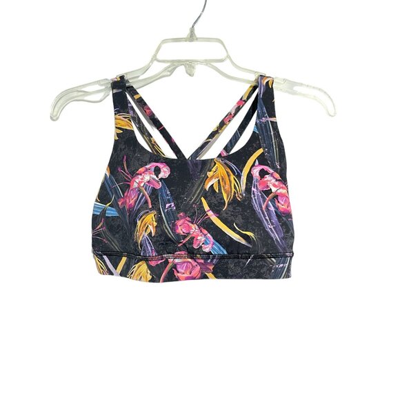 Women's Energy Bra Veiled Floral Black Multicolor Size Small - Picture 1 of 2